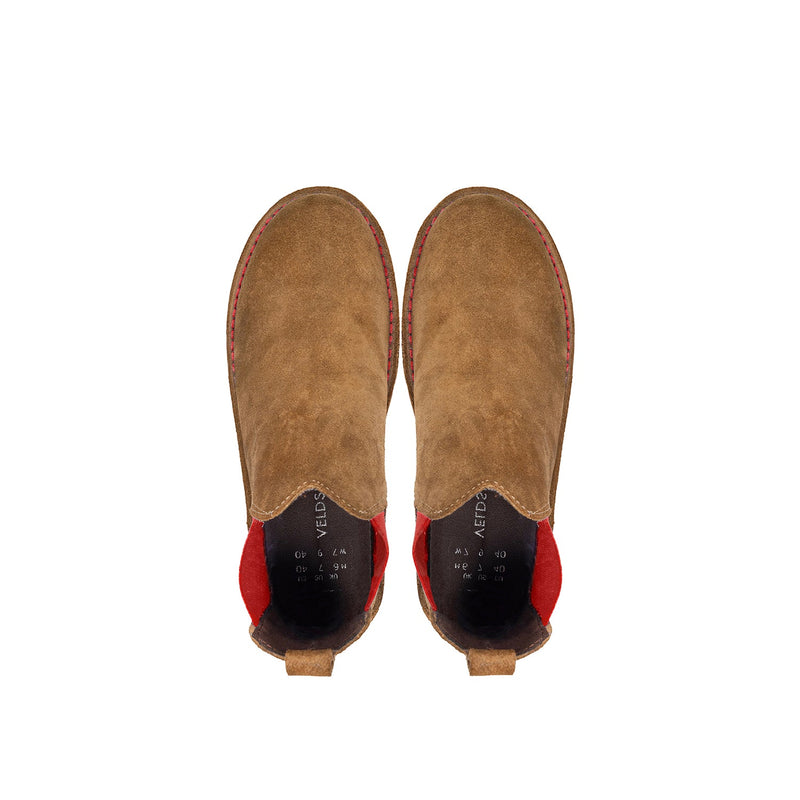 VELDSKOEN CHELSEA BOOT PINOTAGE (RED SOLE)